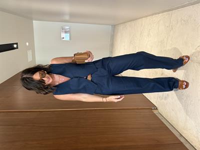 Gizli Düğmeli , Premium , Lacivert Keten Takım