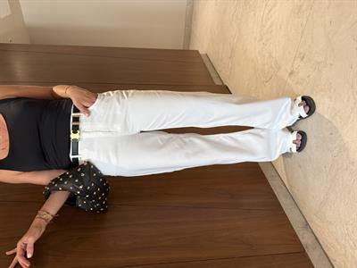 Arkası Lastikli , Kuşaklı , Premium , Beyaz , Tencel Gabardin Palazzo