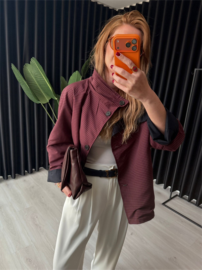 İçi Ekose Astarlı , Çift Taraflı , Lacivert Trençkot