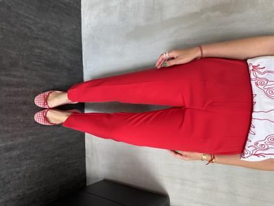 Kırmızı , Likralı , Flato Pantolon