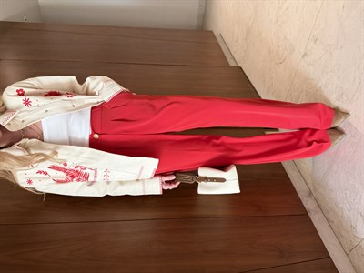 Gold Düğmeli , Kırmızı Palazzo Pantolon