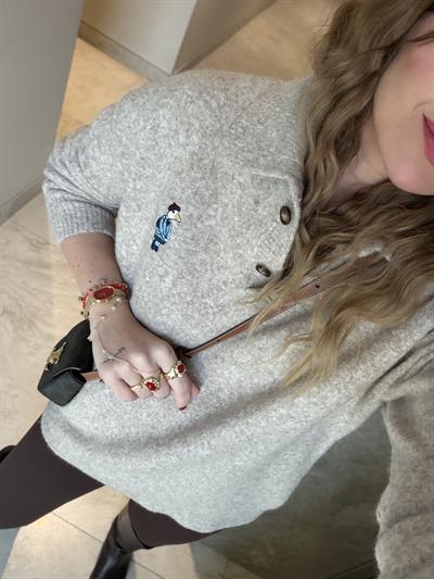 Orijinal Model , Polo Yaka , Ördek İşlemeli , Yumuşacık , Bej Triko