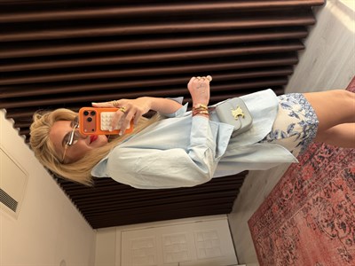 %100 Cotton Mavi Keten Gömlek