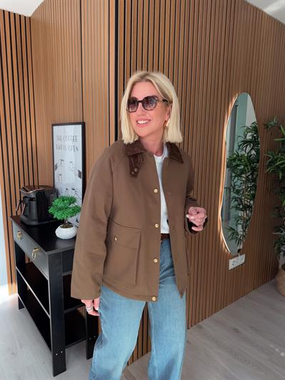 Kadife Yaka , Acı Kahve , Premium Kapitone Mont