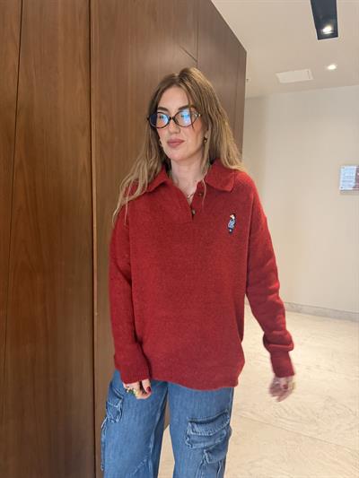 Orijinal Model , Polo Yaka , Ördek İşlemeli , Yumuşacık , Kırmzı Triko