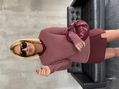 %100 Pamuk , Çizgili , Bordo Premium T-shirt