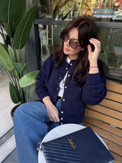Orijinal Model , Saç Örügülü , Premium Yün , Lacivert Ceket