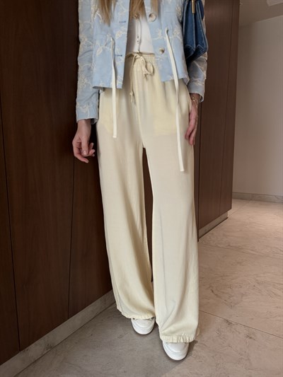 %100 Tencel , Bej Palazzo Pantolon 