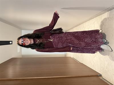 Bordo , Şal Desenli Etek