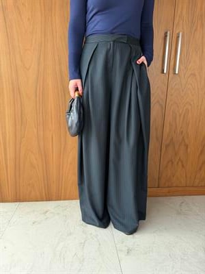 Çizgili , Lacivert , Tasarım Palazzo Pantolon