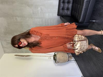 Fırfır Detaylı , Orange Elbise