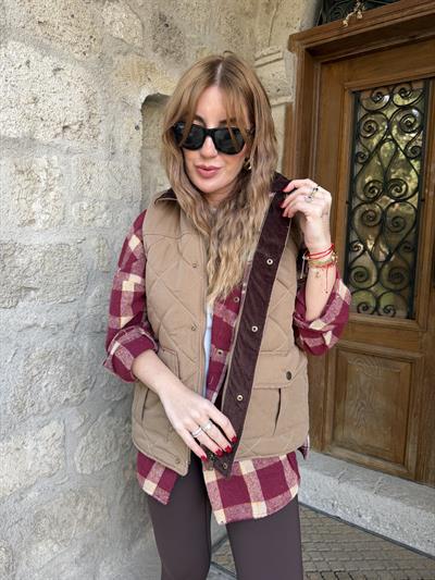 Orijinal Model , İçi Ekoseli , Bej , Kapitone Yelek