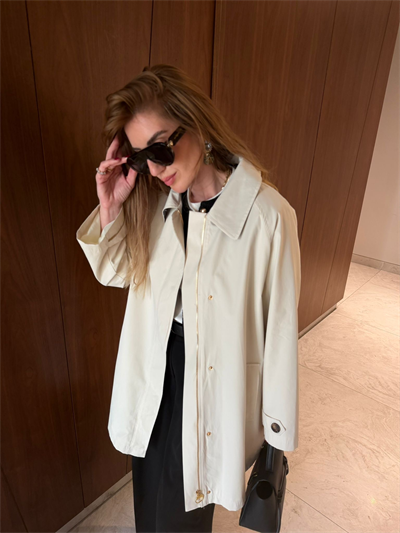 Yakası Ekoseli , Premium Taş Trençkot