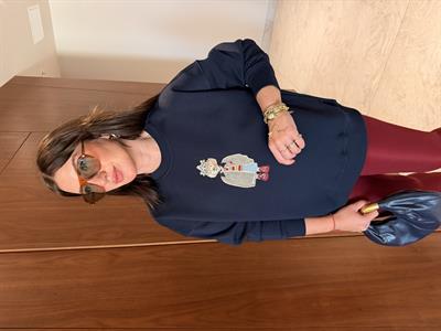 Orijinal Marka , Önü Taş İşlemeli Figürlü , Lacivert , Sweatshirt