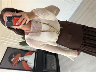 Ekru, İspanyol Kollu Merserize Crop