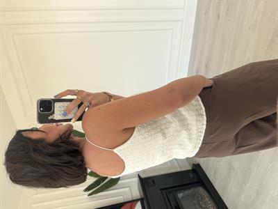 Lastikli , Spagetti Askılı , Beyaz Fisto Bluz