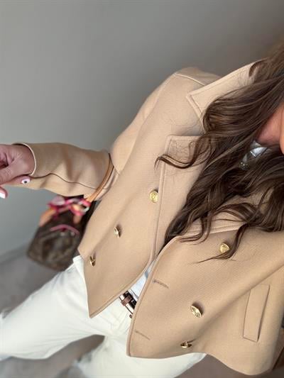 Premium Kalite , Bej Kısa Kaban