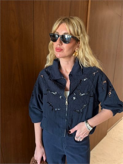 Orijinal Model , Fisto Ajurlu , Lacivert , Tencel Jean Ceket