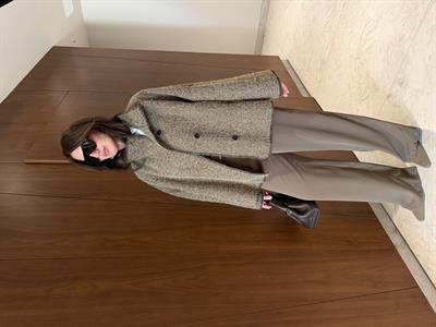 Peluş Dokulu , Kahverengi Kaşe Kaban