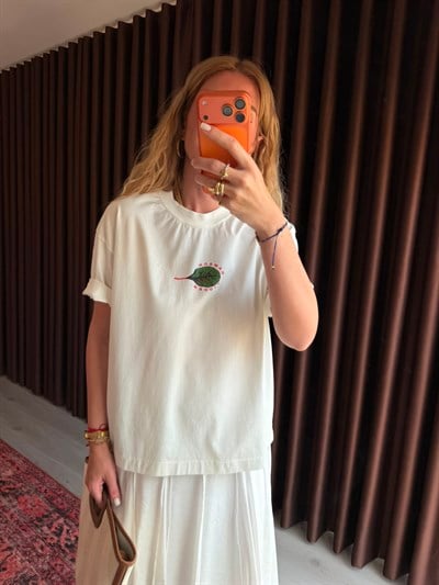 Vegetables Desenli , Ekru T-shirt