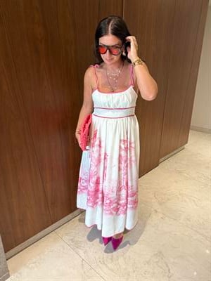 Pembe Biyeli , Pembe Desenli , Omuz Baglamalı , Tasarım Elbise