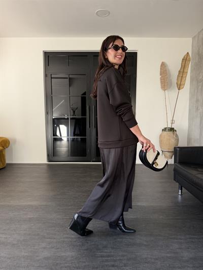 Orijinal Model , Modal Sweat & Saten , Siyah Elbise 