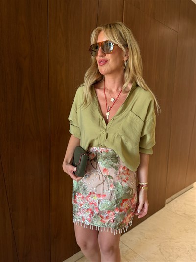 Haki , Tencel , Oversize Gömlek