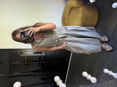 Vizon Önden Düğmeli, Arkası Lastikli Premium Tencel Yelek