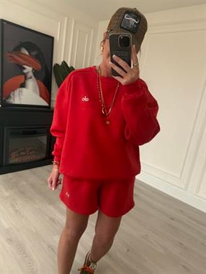Marka Logolu , Şardonlu Sweatshirt & Şort , Kırmızı Takım
