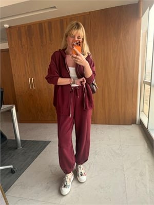 İthal Premium Modal, Paçası Lastikli Bordo Takım