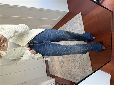 Full Taşlı , Lacivert Palazzo Jean