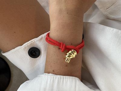 Gold Düğüm Detaylı , Kırmızı Bileklik