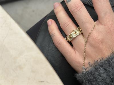 Beyaz Zirkon Taşlı , Halkalı , Sekizgen Gold Yüzük