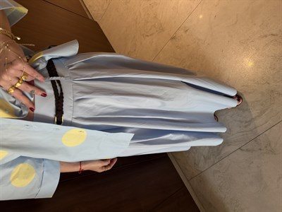 Süet Kemerli , Bebe Mavisi Poplin Etek