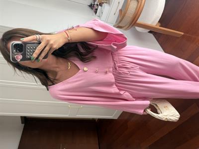 Gold Tasarım Düğmeli , Premium , Pembe Tensel Takım