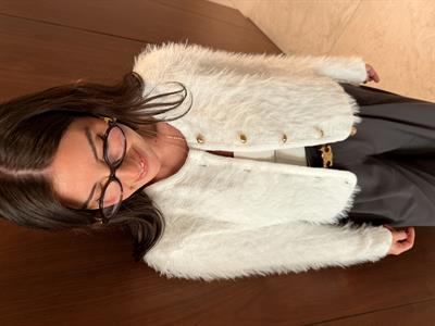 Gold Düğmeli , Ekru , Sakallı , Triko Hırka