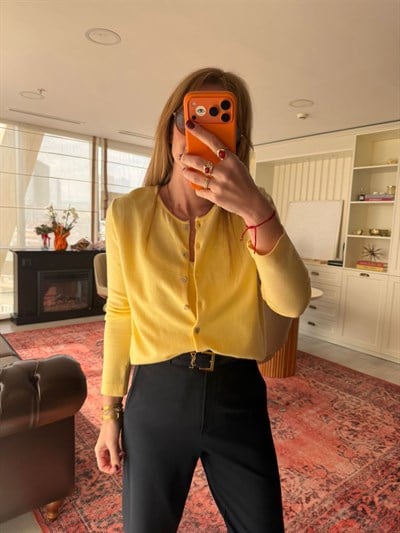 Dantel Bluzlu , Sarı Merserize Takım