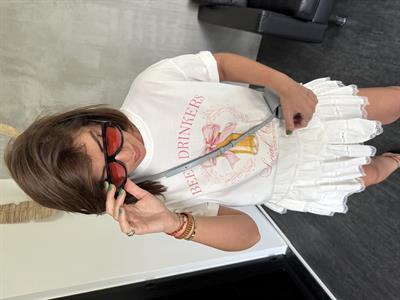 %100 Cotton , Bardak Desenli , Ekru T-shirt