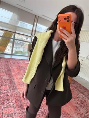 Acı Kahve Krep Kumaş , Premium Blazer Ceket