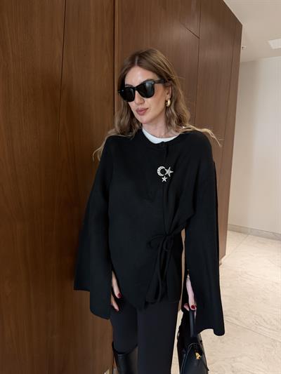 Orijinal Model , Siyah , Yarasa Kol , Premium Triko Ceket