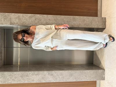 Düşük Omuzlu , Çizgili , Pamuk Müslim Takım