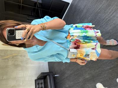 Renkli Desenli Etek Görünümünde Şort