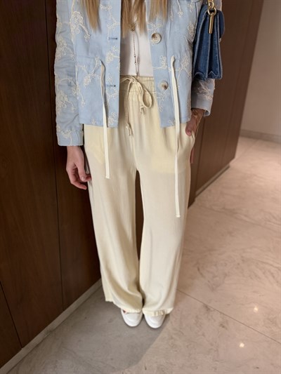 %100 Tencel , Bej Palazzo Pantolon 