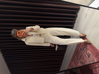 Baggy Model , Likralı Gabardin , Açık Bej Pantolon