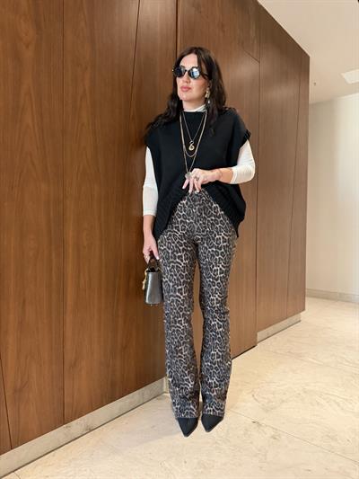Leopar Desenli , Likralı , Premium İspanyol Jean