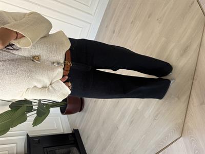 Likralı , Taba Dikişli , Lacivert , Premium Palazzo Jean