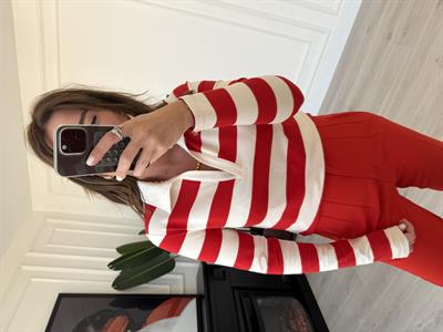 Orijinal Marka , Kırmızı Çizgili , Polo Yaka Tshirt