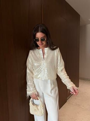 Orijinal Model , Ekru Payetli Ceket