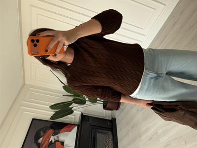 Saç Örgülü , Acı Kahve Triko