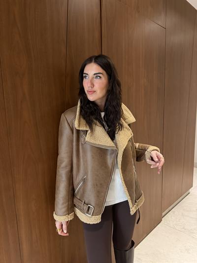 Teddy Yaka & Astarlı , Taba Deri Mont Ceket